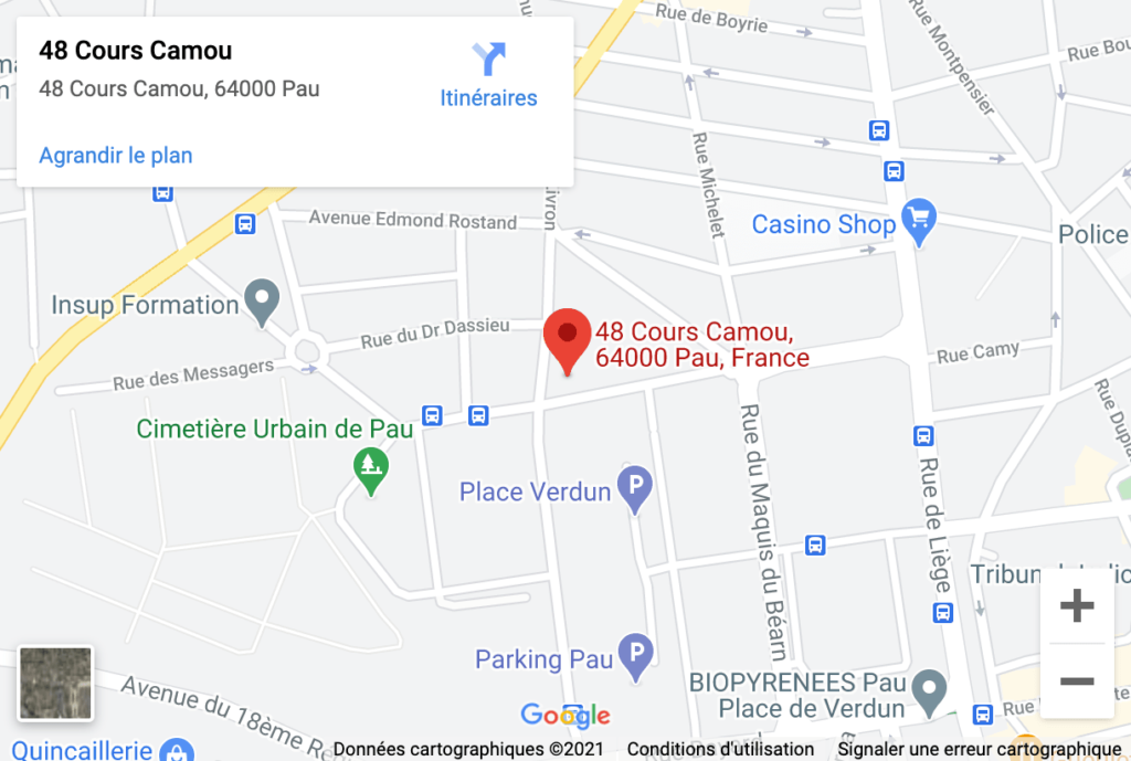 Plan de l'emplacement du bureau de Qualtitude à Pau